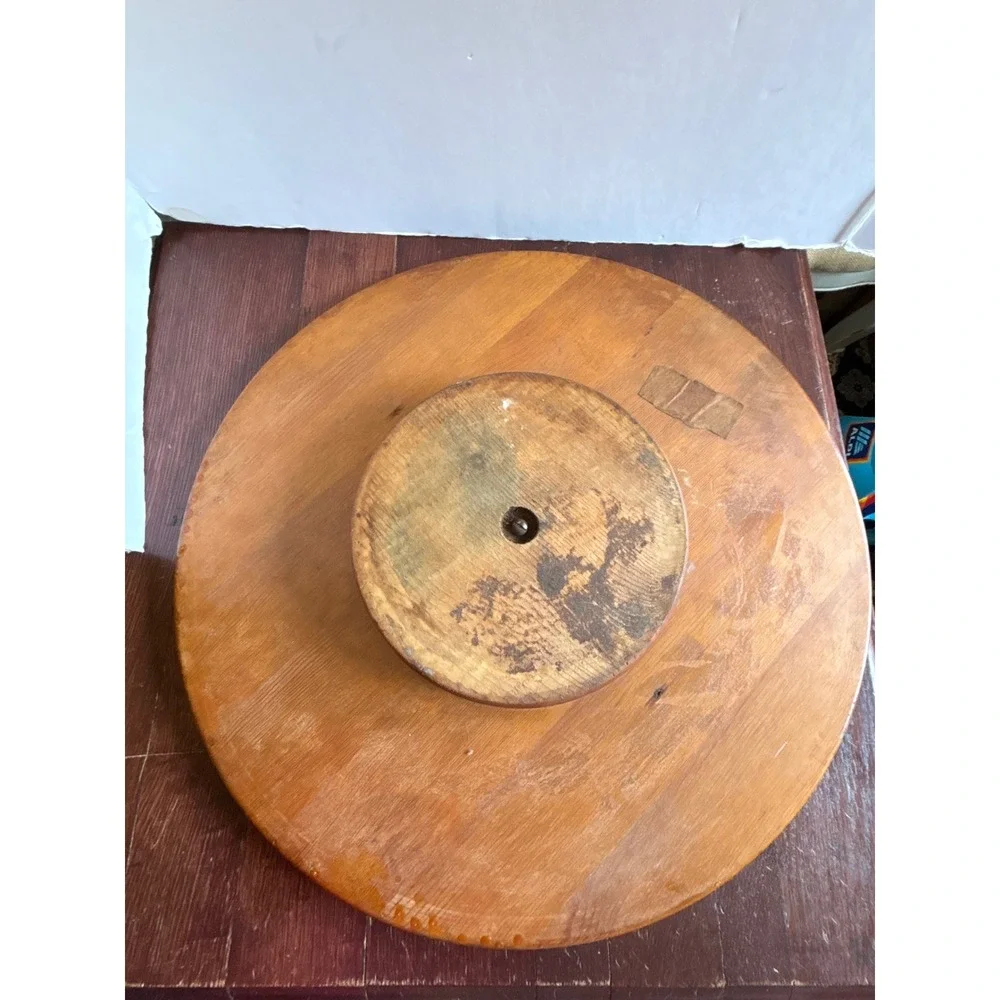 Vintage California USA L69 Lazy Susan Set Yellow Brown Scalloped Pottery 6pc 19